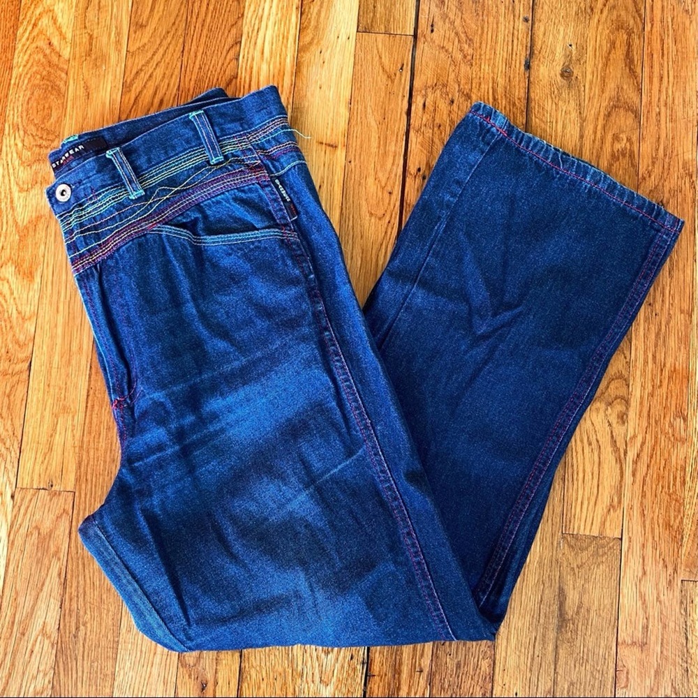 Vintage High-Rise Rainbow Stitch Straight Jeans